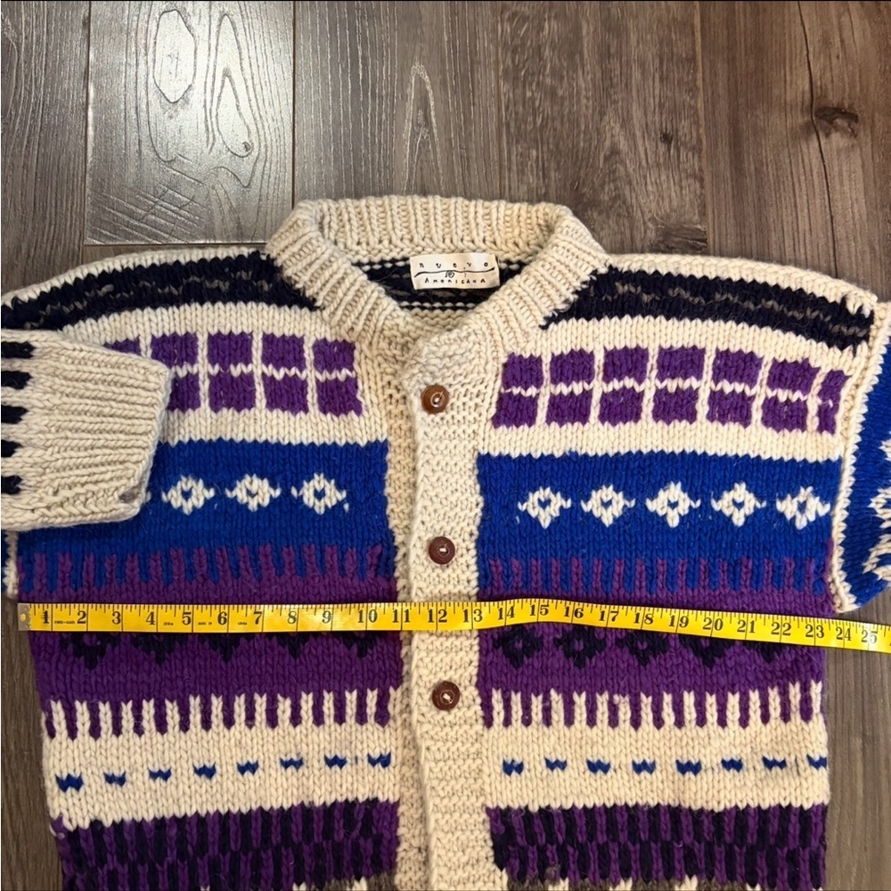 Vintage Nuevo Americana wool knit cardigan button front - Picture 7 of 13